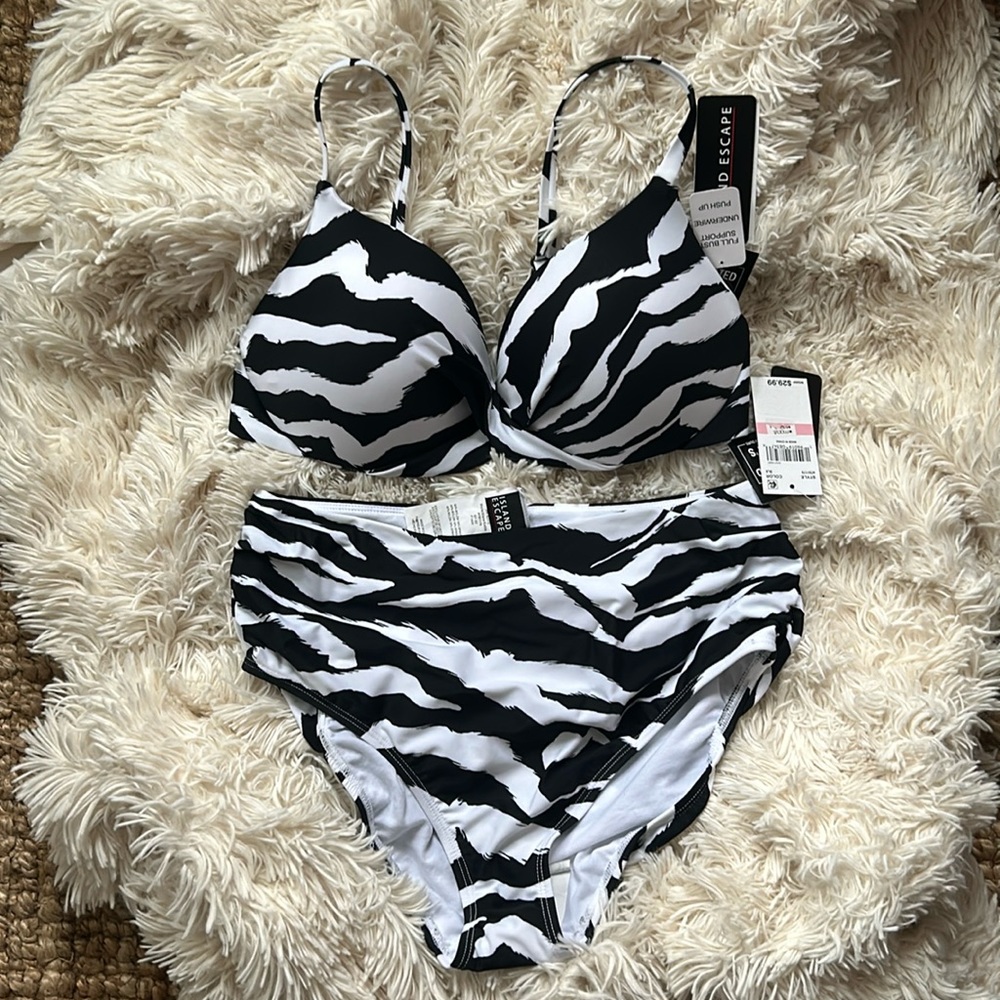 Island Escape zebra print high waist full bust support underwire push up bikini